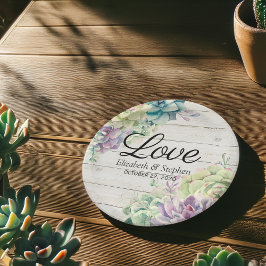 Plato De Papel Madera Rústica Suculenta De La Ducha De Boda