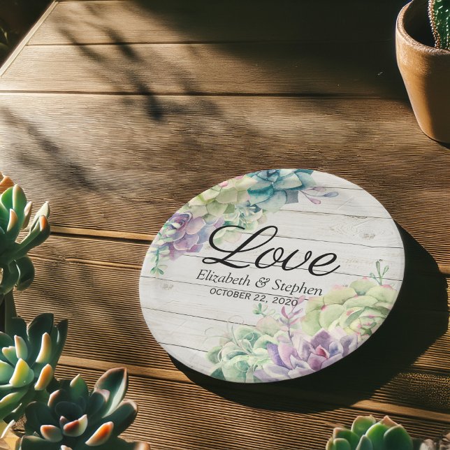 Plato De Papel Madera Rústica Suculenta De La Ducha De Boda (Subido por el creador)