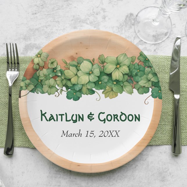 Plato De Papel Madera y vid St patrics día irish boda (Subido por el creador)