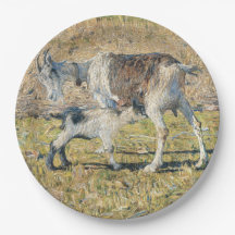 Madre cabra con su hijo pequeño (por Segantini)