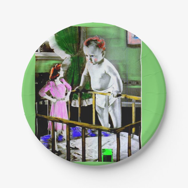 Plato De Papel Madre de los años 40 y su bebé gigante (Anverso)