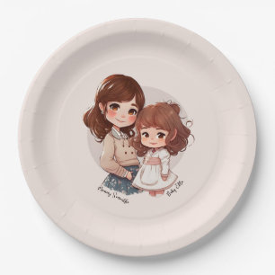 Plato De Papel Madre e hija encantadas y personalizadas (2)