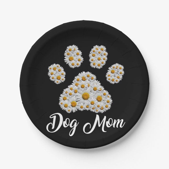 Plato De Papel Madre madre del mejor perro cumpleaños (Anverso)