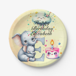 Plato De Papel Madre y bebé Feliz cumpleaños
