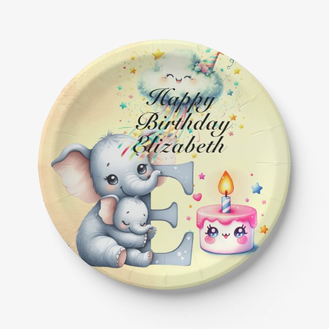 Plato De Papel Madre y bebé Feliz cumpleaños (Anverso)