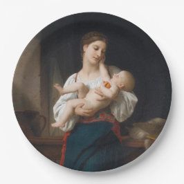 Plato De Papel Madre y Niño (por Bouguereau)
