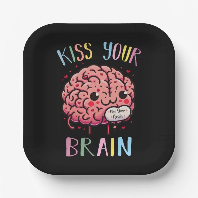 Plato De Papel Maestra Besa Tu Cerebro (Anverso)