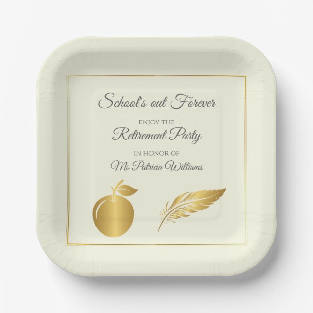 Plato De Papel Maestros elegantes Fiesta de Jubilación Pastel de  (Anverso)