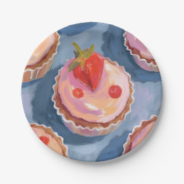 Plato De Papel Magdalenas de Fresa | Aquarela de Frutas de Celebr
