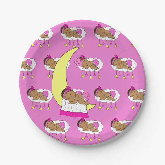 Plato De Papel Magenta Chica Baby Shower (Anverso)