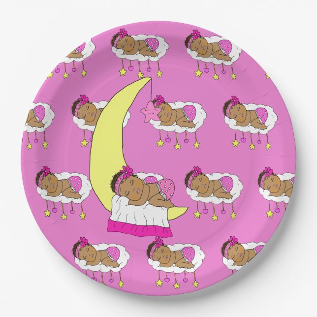 Plato De Papel Magenta Chica Baby Shower (Anverso)