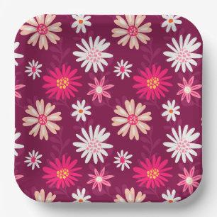 Plato De Papel Magenta Daisy Design