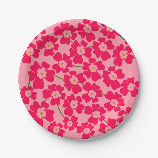 Plato De Papel Magenta Pink Fantasy Flower Garden (Anverso)