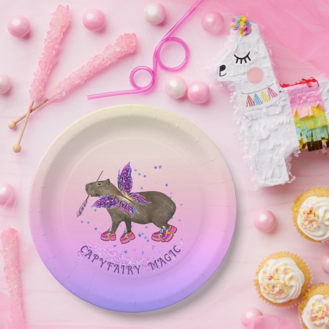 Plato De Papel Magia de Capybara Hada (Fiesta)