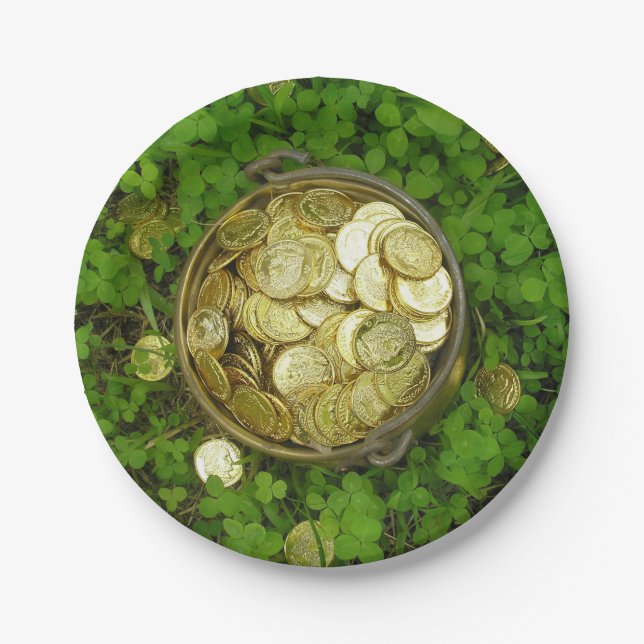 Plato De Papel ¡Magia Pota de Oro con Shamrock! (Anverso)