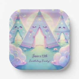 Plato De Papel Magical Cute Sleepover Fiesta de Cumpleaños