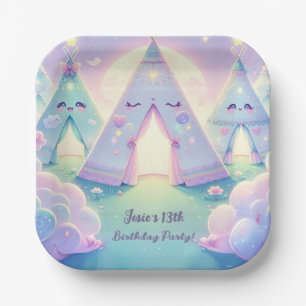 Plato De Papel Magical Cute Sleepover Fiesta de Cumpleaños