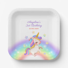 Plato De Papel Magical Day Rainbow Stars Unicorn Birthday