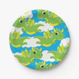 Plato De Papel Magical Dragon Cute 1er Placas de Cumpleaños