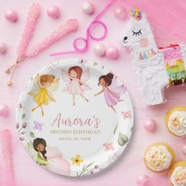 Plato De Papel Magical Fairy Princess Enchanted Garden Cumpleaños