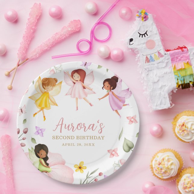 Plato De Papel Magical Fairy Princess Enchanted Garden Cumpleaños (Fiesta)