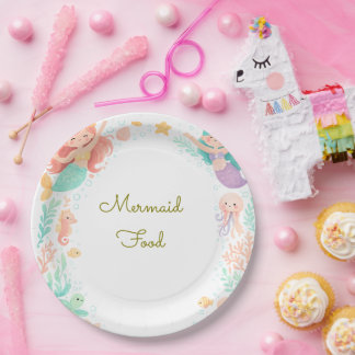 Plato De Papel Magical Mermaid Under the Sea Kids Birthday 