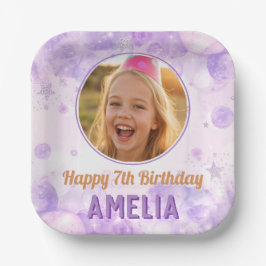 Plato De Papel Magical Purple Photo Birthday Party