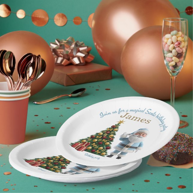 Plato De Papel Magical Santa Birthday Invitation  (Multi)