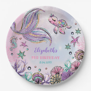 Plato De Papel Magical Under Sea Mermaid Tail Party