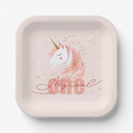 Plato De Papel Magical Unicorn First Birthday