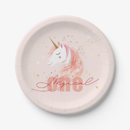 Plato De Papel Magical Unicorn First Birthday