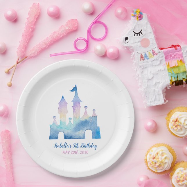 Plato De Papel Magical Unicornio Castle Rainbow V cumpleaños (Fiesta)