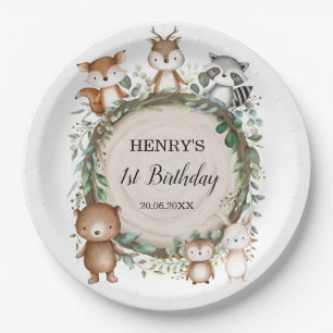 Plato De Papel Magical Woodland Forest Animals Wild One Birthday