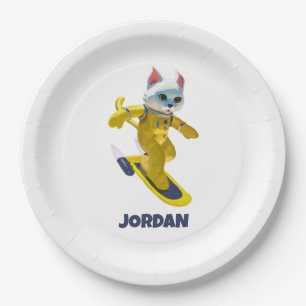 Plato De Papel Magnate de skateboard volador personalizado