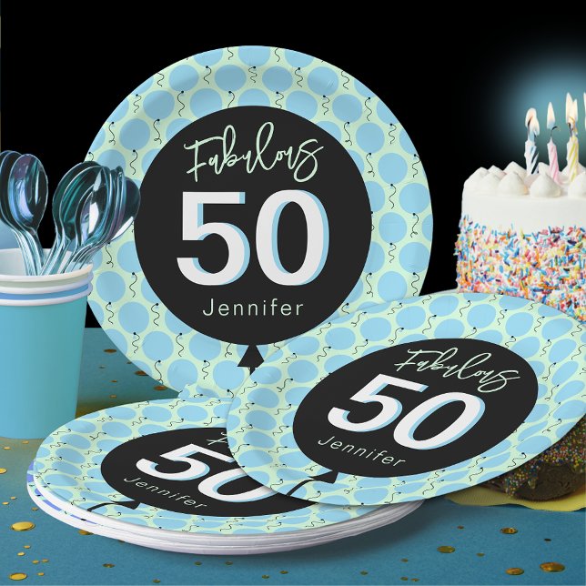 Plato De Papel Magnífica placa de papel de 50 globos de cumpleaño (Subido por el creador)