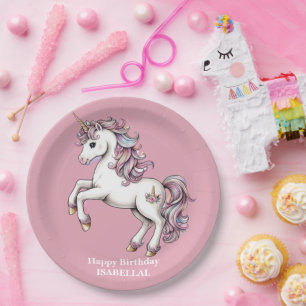 Plato De Papel Magnífica princesa de unicornio lindo niños de cum