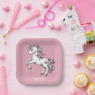 Plato De Papel Magnífica princesa de unicornio lindo niños de cum