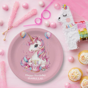 Plato De Papel Magnífica princesa de unicornio lindo niños de cum