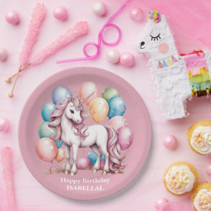 Plato De Papel Magnífica princesa de unicornio lindo niños de cum