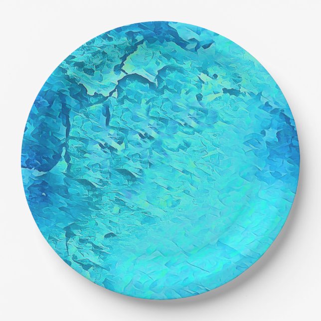 Plato De Papel Magnífico acuarela Diseño del Tema del Océano trop (Anverso)