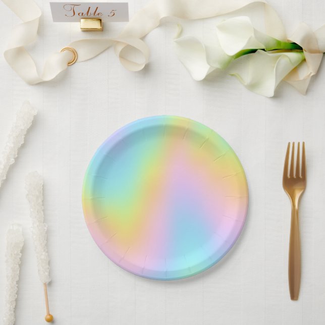Plato De Papel Magnífico Boda del arcoiris Pastel (Boda)