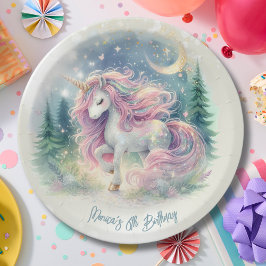 Plato De Papel Magnífico cumpleaños de niños de unicornio