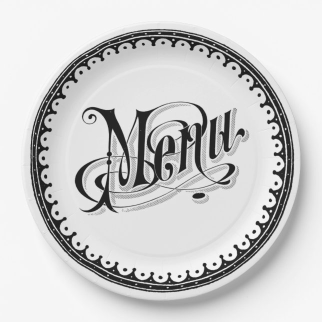 Plato De Papel Magnífico menú antiguo de época (Anverso)
