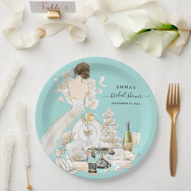 Plato De Papel Magnolia Bride Bridal Ducha Placas de papel (Boda)