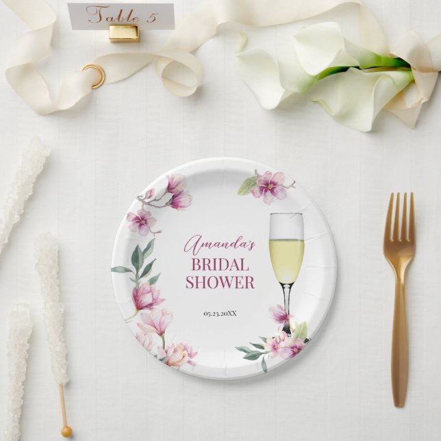 Plato De Papel Magnolia Brunch y Bubbly (Boda)