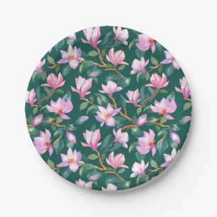 Plato De Papel Magnolia floreciente