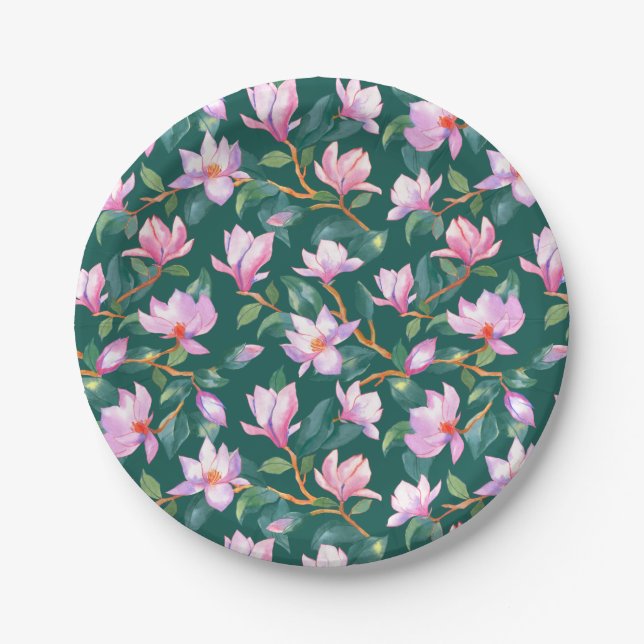 Plato De Papel Magnolia floreciente (Anverso)