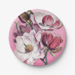 Plato De Papel Magnolia rosada