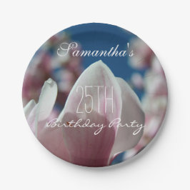 Plato De Papel Magnolia Spring 25th Birthday Party Paper Plate