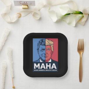 Plato De Papel MAHA Haz que América sea saludable de nuevo Trump